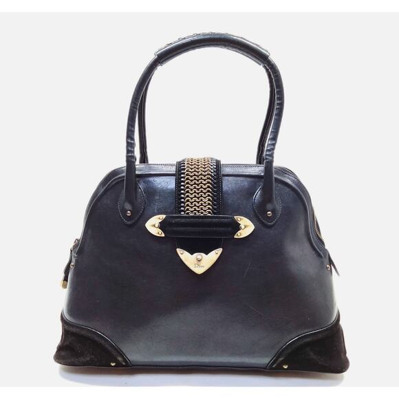 Dior Black Leather Crossbody Bag with Gold Details - Picture 1 of 8